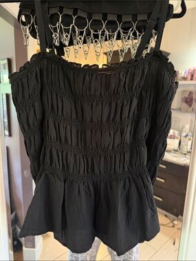 torrid Black Strapless Smocked Peplum Dress